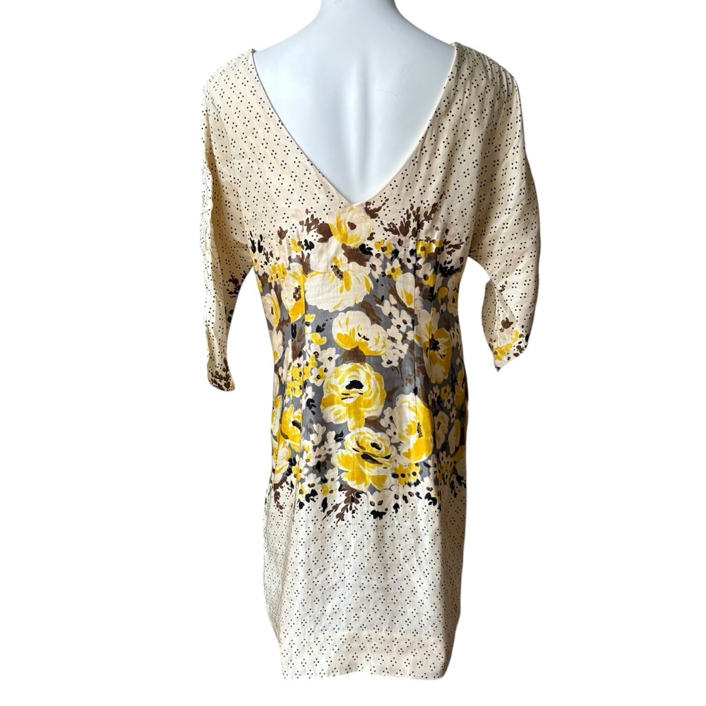 Anthropologie MEADOW RUE Plena Peppered Polka Dot Floral Yellow Shift Dress - Picture 3 of 15